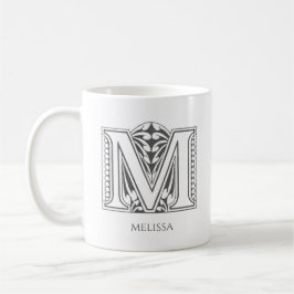 Letter M Monogram Modern Name Coffee Tasse