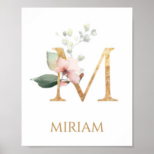 Letter M Monogram Pink Peach Rose Kinderzimmer Pos Poster