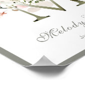 Letter M Monogram Pink White Floral Kinderzimmer P Poster (Ecke)