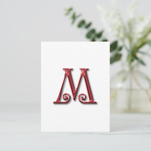 Letter M Monogram Postkarte (Stehend Vorderseite)