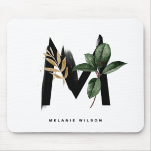 Letter M Monogram Tropical Blätter Personalisiert Mousepad