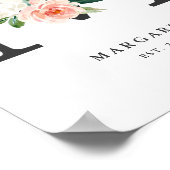 Letter M Monogram Watercolor Peach Florals Kinderz Poster (Ecke)