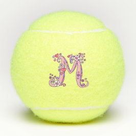 Letter-M-Monogramm-Girls personalisierte Doodart Tennisbälle