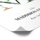 Letter M New Baby Monogram Birth Print Greenery Poster (Ecke)