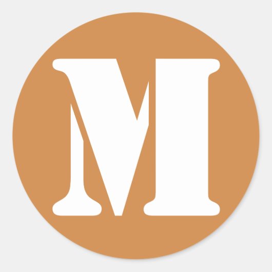 Letter M Peru Gold Stencil Alphabet von Janz Runder Aufkleber (Vorderseite)