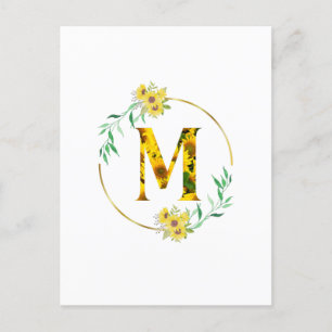 Letter M Sonnenblumenmuster  Postkarte