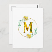Letter M Sonnenblumenmuster Postkarte (Vorne/Hinten)