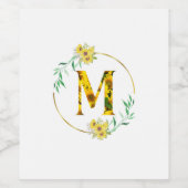 Letter M Sonnenblumenmuster Weinetikett (Einzelnes Label)