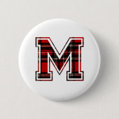 Letter M Vorname Monogram Initial Tartan Print Button (Vorderseite)