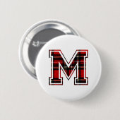 Letter M Vorname Monogram Initial Tartan Print Button (Vorne & Hinten)