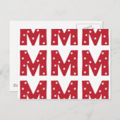 Letter M - White Stars on Dark Red Postkarte (Vorne/Hinten)