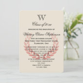 Letter Monogram Classic Red Uni-Abschluss Einladung (Stehend Vorderseite)