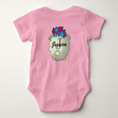 Letter Monogram Happy Blume Sheep Niedlich Baby Strampler (Rückseite)