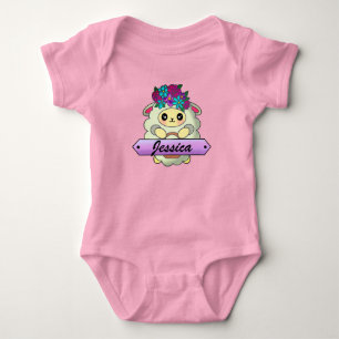 Letter Monogram Happy Blume Sheep Niedlich Baby Strampler