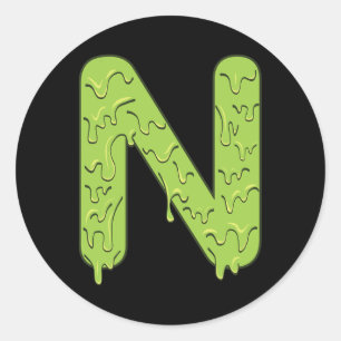 Letter N Alphabet Initialen Halloween Kostümkids Runder Aufkleber