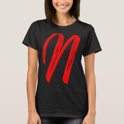 Letter N Alphabet Large Red Graphal Initial T-Shirt (Vorderseite)