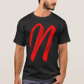 Letter N Alphabet Large Red Graphic Initial T-Shirt (Vorderseite)