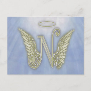 Letter N Angel Monogram Postkarte