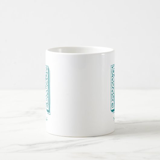 Letter N Aquamarin Monogram Moderner Name Kaffeetasse (Mittel)