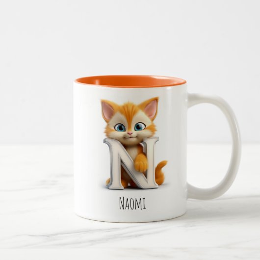 Letter N Cat Alphabet Monogram Coffee Tasse (Rechts)
