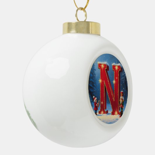 Letter N Christmas Nutcracker Personalized Initial Keramik Kugel-Ornament (Links)