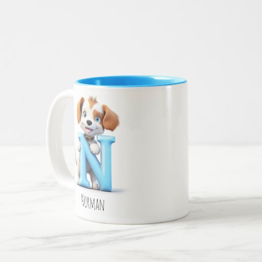 Letter N Dog Alphabet Monogram Coffee Tasse (Vorderseite Links)