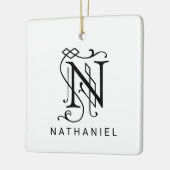 Letter N Elegant Monogram Christmas Ornament (Links)