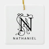 Letter N Elegant Monogram Christmas Ornament (Vorderseite)