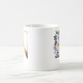 Letter N Gold Monogram Light Lila Creme Floral Kaffeetasse (Mittel)
