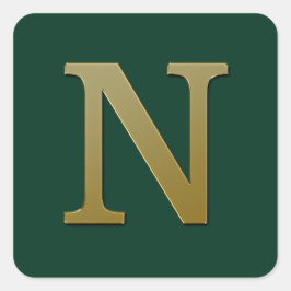 Letter N Gold Square Sticker