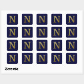 Letter N Gold Square Sticker (Blatt)