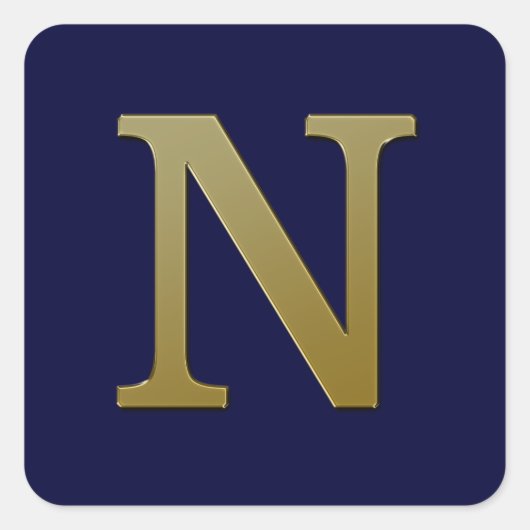 Letter N Gold Square Sticker (Vorderseite)