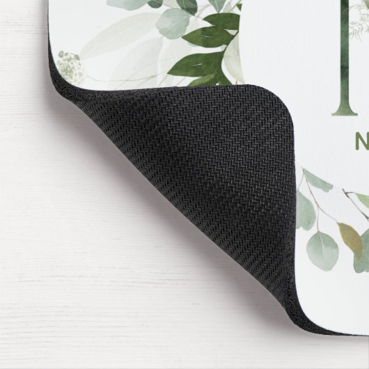 Letter N Green Fern & Eukalyptus Wreath Mouse Pad Mousepad (Ecke)