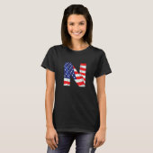 Letter N Hauptstadt Alphabet US-amerikanisches Fla T-Shirt (Vorne ganz)