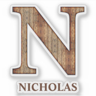 Letter N-Holzstruktur mit individuelle Name-Aufkle Aufkleber