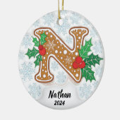 Letter N Individuelle Name Monogram Keramik Ornament (Links)