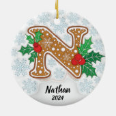 Letter N Individuelle Name Monogram Keramik Ornament (Hinten)