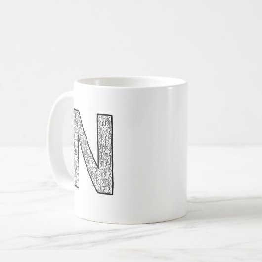 Letter N Initial Coffee Mug – Minimal Modern Style Kaffeetasse (Vorderseite Links)