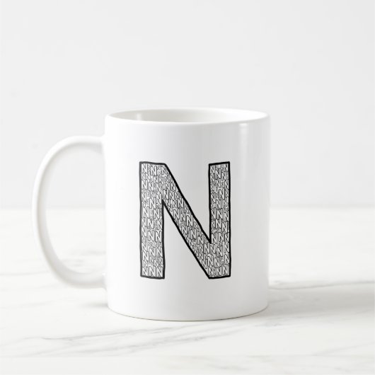 Letter N Initial Coffee Mug – Minimal Modern Style Kaffeetasse (Links)