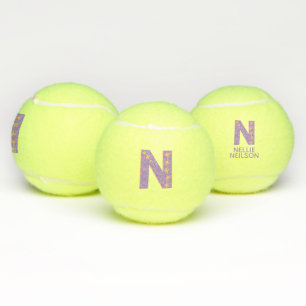 Letter N-Mädchen, personalisiert lila Tennisbälle