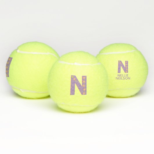 Letter N-Mädchen, personalisiert lila Tennisbälle (Multi)