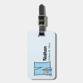 Letter N mit Teddy Bear in Blue Karos Gepäckanhänger (Vorderseite vertikal)