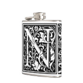 Letter N Mittelalterliche Monogram Art Nouveau Flachmann (Links)