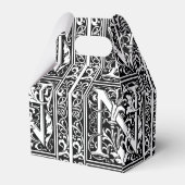 Letter N Mittelalterliche Monogram Art Nouveau Geschenkschachtel (Rückseite)