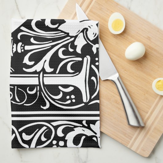 Letter N Mittelalterliche Monogram Art Nouveau Handtuch (Viertel Falte)