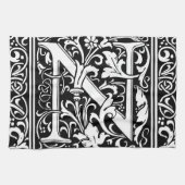 Letter N Mittelalterliche Monogram Art Nouveau Handtuch (Horizontal)
