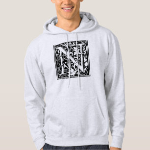 Letter N Mittelalterliche Monogram Art Nouveau Hoodie