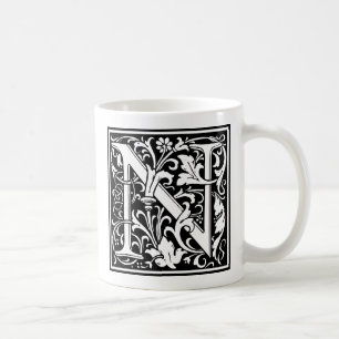 Letter N Mittelalterliche Monogram Art Nouveau Kaffeetasse