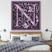 Letter N Mittelalterliche Monogram Art Nouveau Leinwanddruck (Insitu (Schlafzimmer))