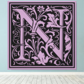 Letter N Mittelalterliche Monogram Art Nouveau Leinwanddruck (Insitu (Holzboden))